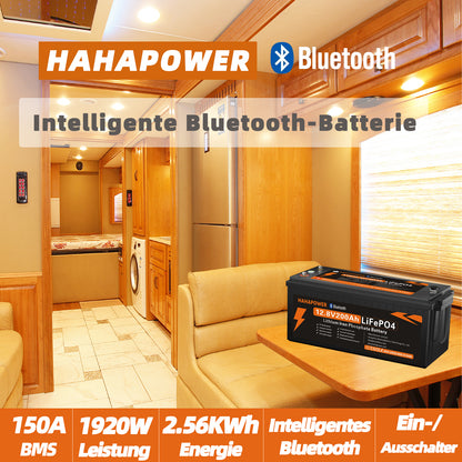 HAHAPOWER 12V 200Ah Bluetooth LiFePO4 Battery
