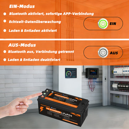 HAHAPOWER 12V 200Ah Bluetooth LiFePO4 Battery