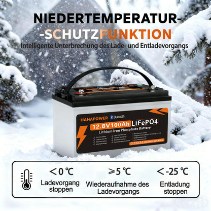 HAHAPOWER 12.8V 100Ah Bluetooth LiFePO4 Battery