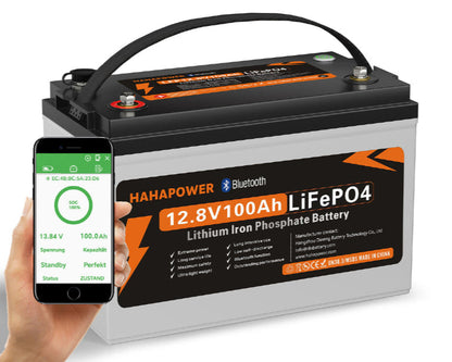 HAHAPOWER 12.8V 100Ah Bluetooth LiFePO4 Battery